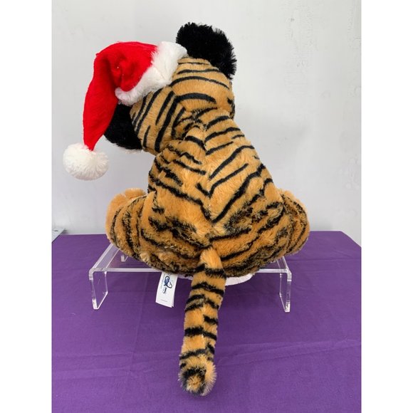 Bengal Tiger 14 Inch Hugfun Holiday Red Cable Knit Hat Pink Nose Gold Sparkle Ey - Picture 4 of 16